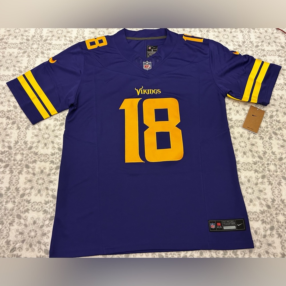 NWT Small Justin Jefferson #18 Dri-FIT Jersey Purple Minnesota Vikings